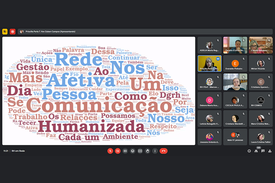 Nuvem de palavras formada com a participação dos RHs locais e servidores da DGRH