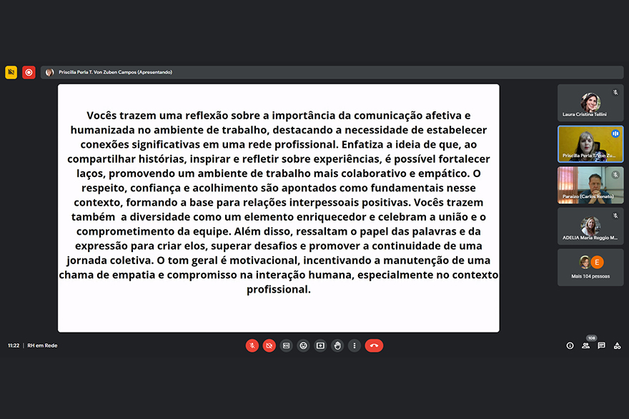Reflexão da palestrante após análise das respostas dos participantes
