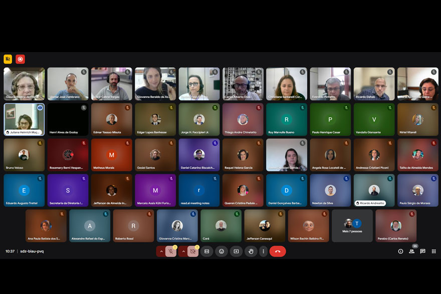 Participantes da reunião sobre teletrabalho em reunião via GoogleMeet