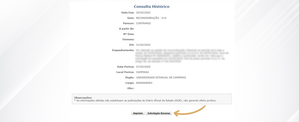 6. Clique em Solicitação Recurso;