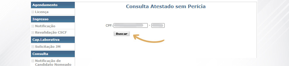 3. Informe o CPF do servidor e clique em Buscar;